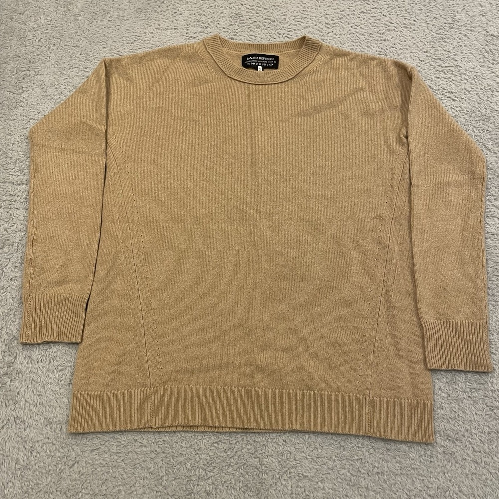 Banana Republic Todd & Duncan 100% Cashmere Sweater Mens XS Tan Scottish Yarn